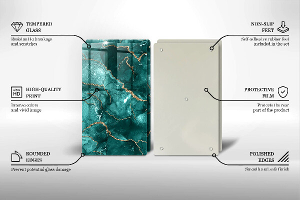 Skärbräda glas Blå marmor