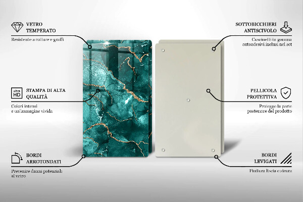 Skärbräda glas Blå marmor