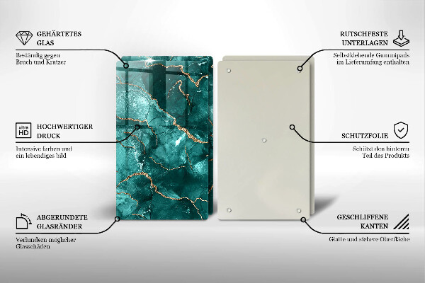 Skärbräda glas Blå marmor