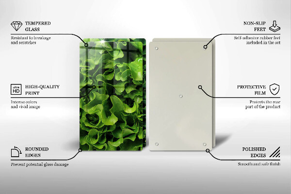 Skärbräda glas Gröna salladsblad