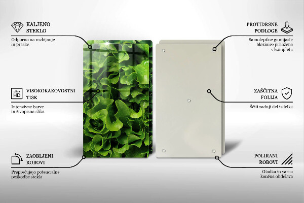 Skärbräda glas Gröna salladsblad