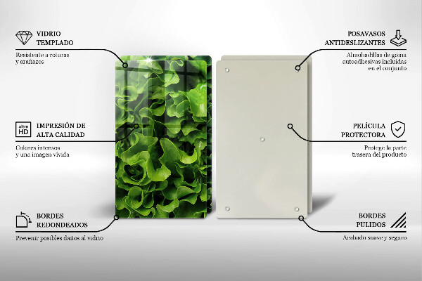 Skärbräda glas Gröna salladsblad