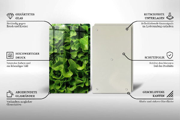 Skärbräda glas Gröna salladsblad