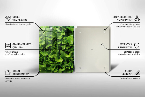 Skärbräda glas Gröna salladsblad