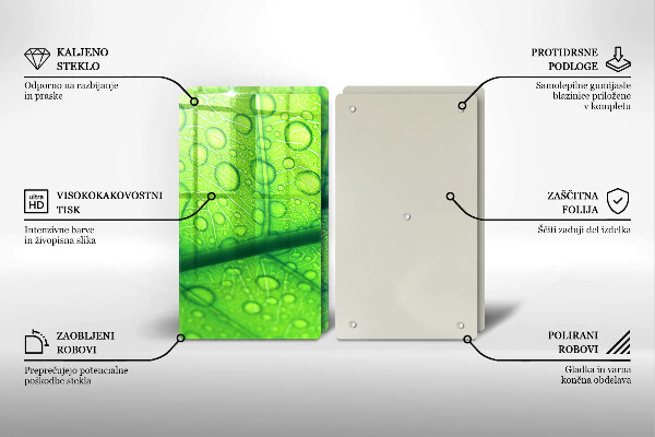 Skärbräda glas Närbild av ett löv