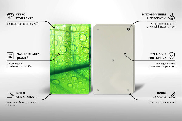 Skärbräda glas Närbild av ett löv