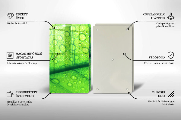 Skärbräda glas Närbild av ett löv