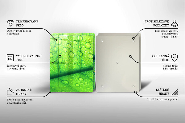 Skärbräda glas Närbild av ett löv