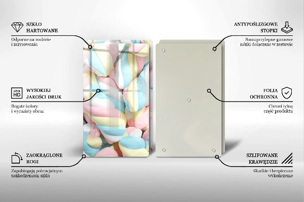 Skärbräda glas Färgglada marshmallows