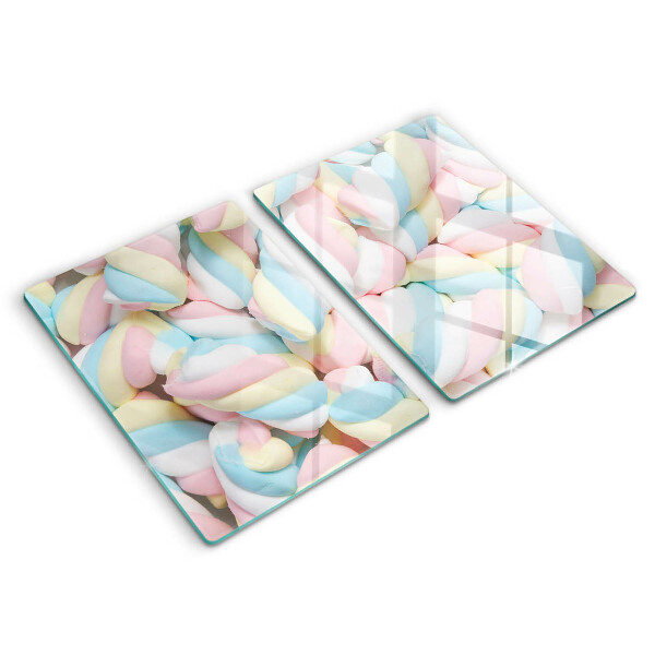 Skärbräda glas Färgglada marshmallows