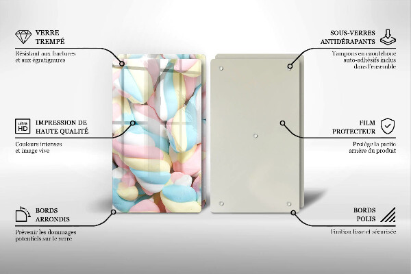 Skärbräda glas Färgglada marshmallows