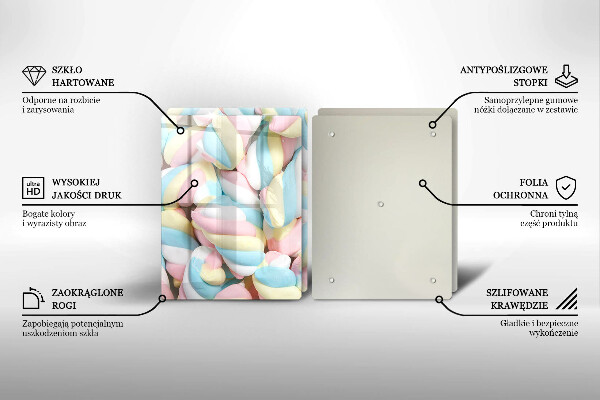 Skärbräda glas Färgglada marshmallows