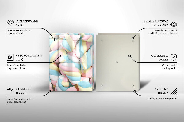 Skärbräda glas Färgglada marshmallows