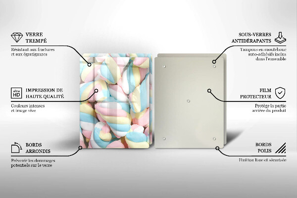 Skärbräda glas Färgglada marshmallows