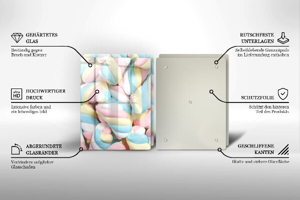 Skärbräda glas Färgglada marshmallows