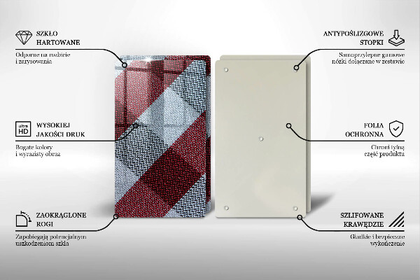 Skärbräda glas Röd och vit rutor