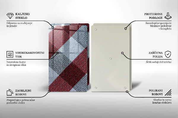 Skärbräda glas Röd och vit rutor