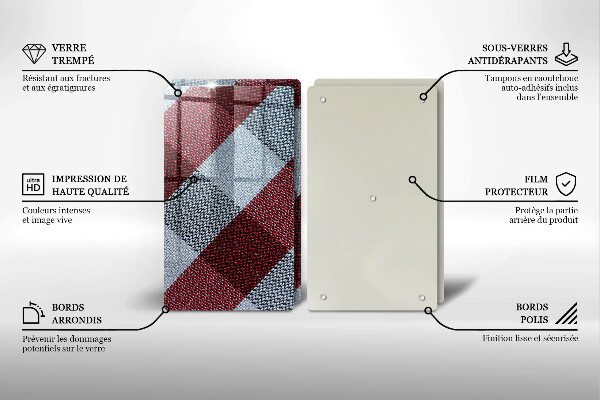 Skärbräda glas Röd och vit rutor