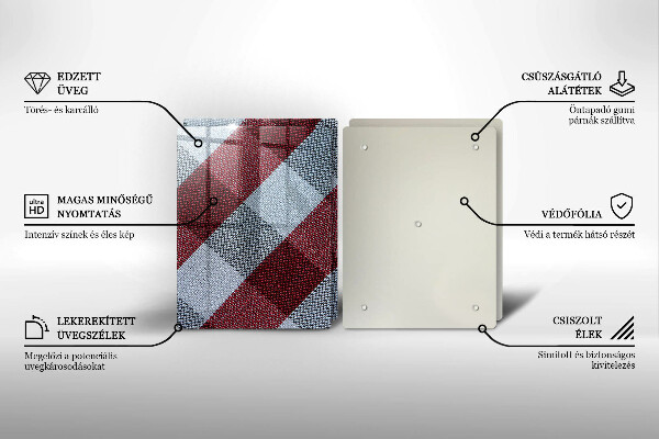 Skärbräda glas Röd och vit rutor