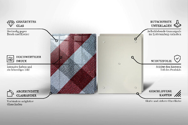 Skärbräda glas Röd och vit rutor