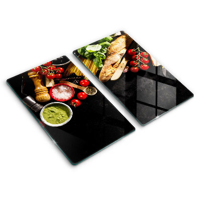 Skärbräda glas Italienska ingredienser och kryddor