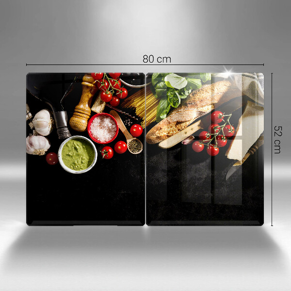 Skärbräda glas Italienska ingredienser och kryddor