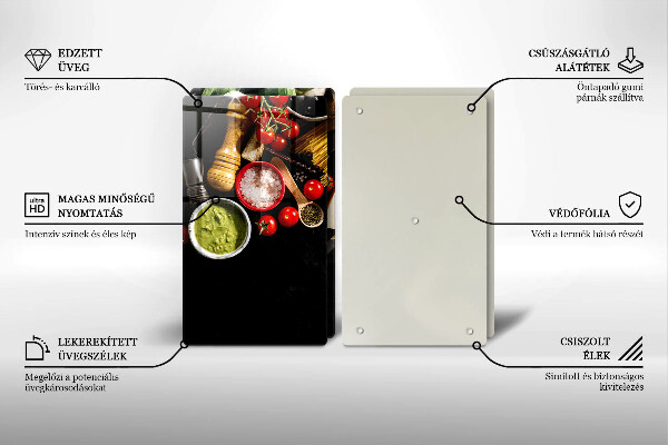 Skärbräda glas Italienska ingredienser och kryddor