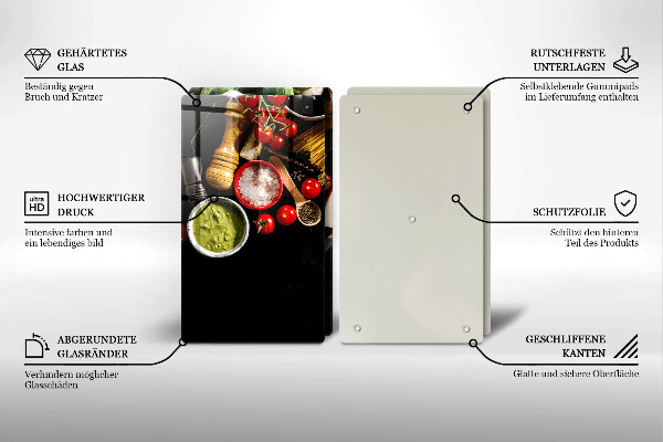 Skärbräda glas Italienska ingredienser och kryddor