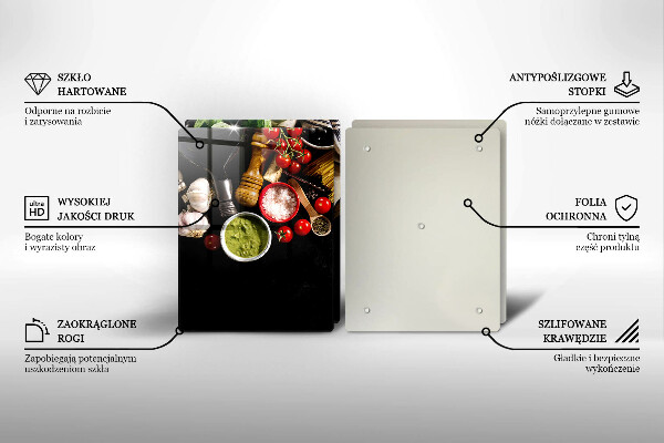 Skärbräda glas Italienska ingredienser och kryddor