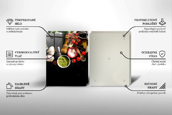 Skärbräda glas Italienska ingredienser och kryddor