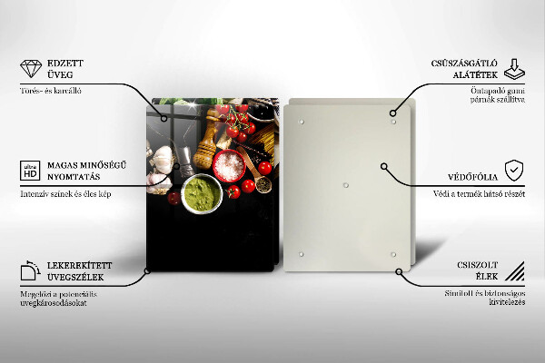 Skärbräda glas Italienska ingredienser och kryddor