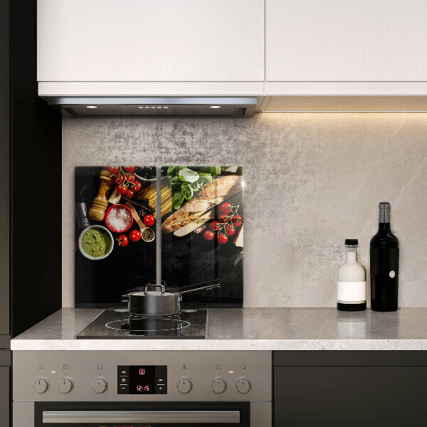 Skärbräda glas Italienska ingredienser och kryddor