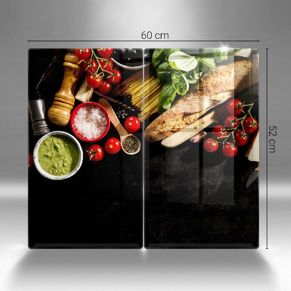 Skärbräda glas Italienska ingredienser och kryddor