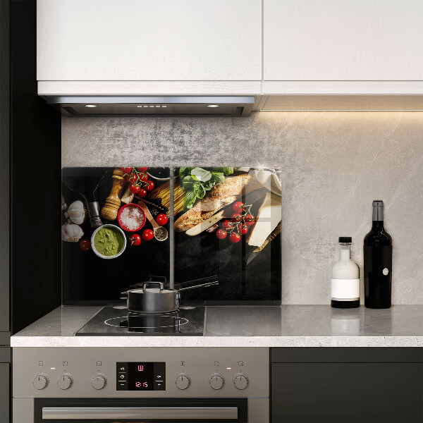 Skärbräda glas Italienska ingredienser och kryddor