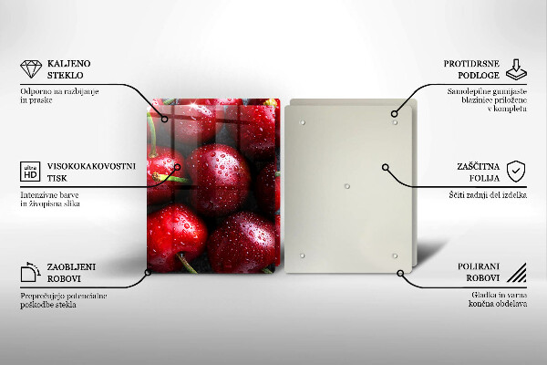 Skärbräda glas Närbild av körsbär