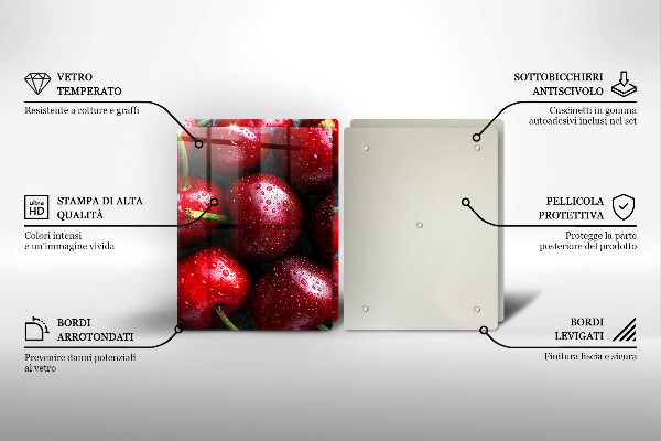 Skärbräda glas Närbild av körsbär
