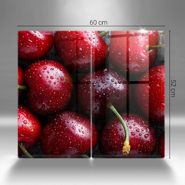 Skärbräda glas Närbild av körsbär