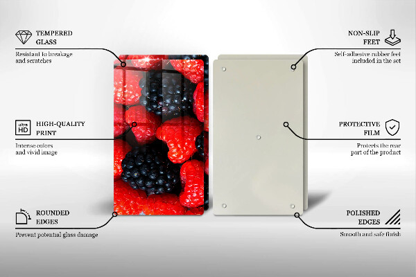 Skärbräda glas Hallon och björnbär