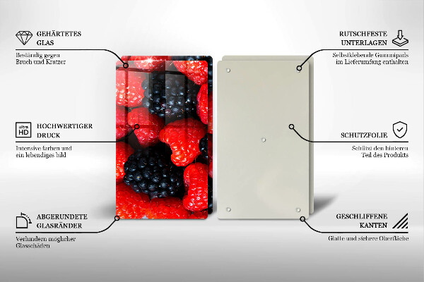 Skärbräda glas Hallon och björnbär