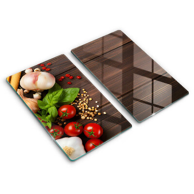 Skärbräda glas Grönsaker på bordet