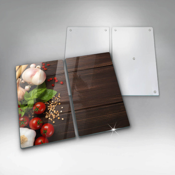 Skärbräda glas Grönsaker på bordet