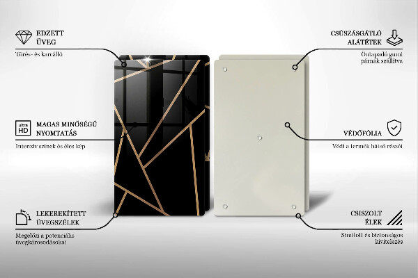 Skärbräda glas Svart abstraktion