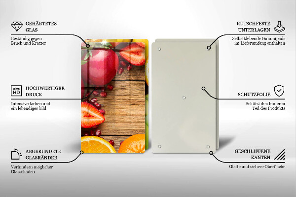 Skärbräda glas Färsk frukt