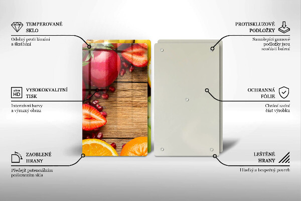 Skärbräda glas Färsk frukt