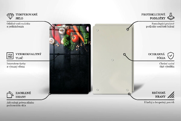 Skärbräda glas Färgglada grönsaker