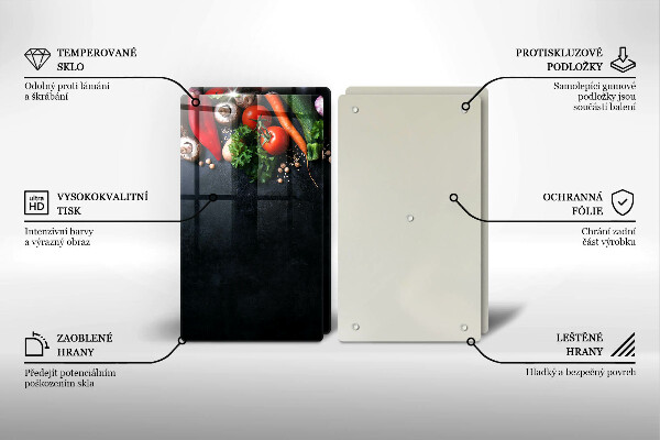 Skärbräda glas Färgglada grönsaker