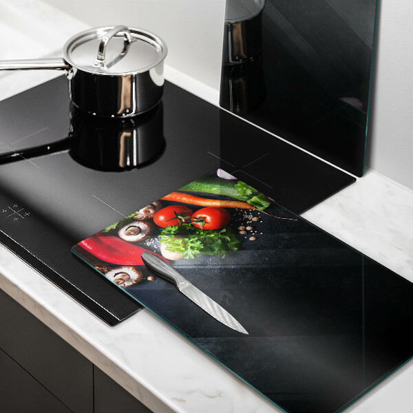 Skärbräda glas Färgglada grönsaker