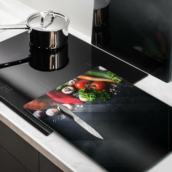 Skärbräda glas Färgglada grönsaker