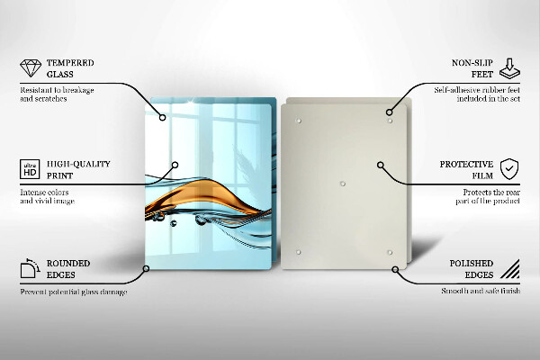 Skärbräda glas Vatten på en blå bakgrund