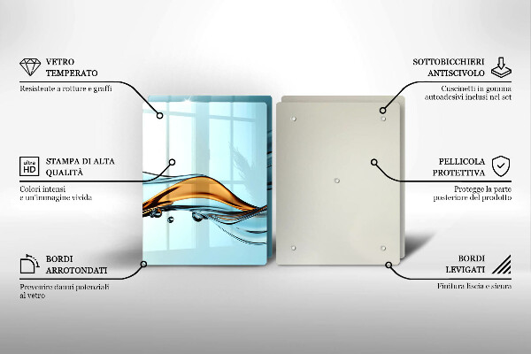 Skärbräda glas Vatten på en blå bakgrund